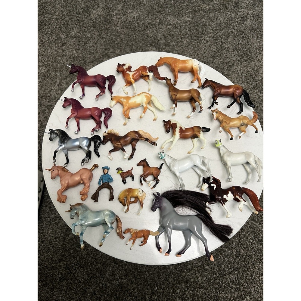 Breyer Plastic Horse Unicorn Model Figures Lot 22 Pintos Foals Rider Mixed Sizes